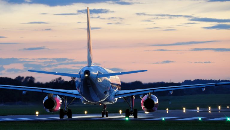 Rear view of an airplane.