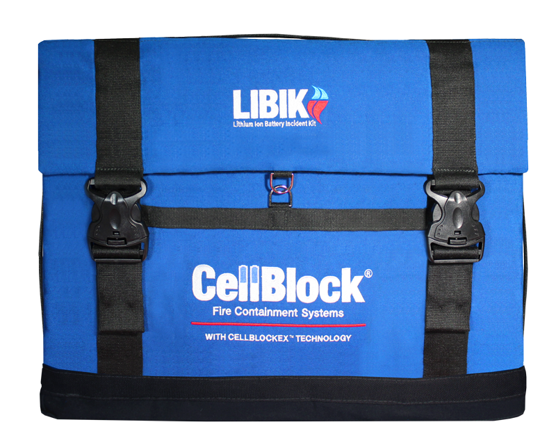 The large LIBIK is ideal for fire containment in a large lithium battery.