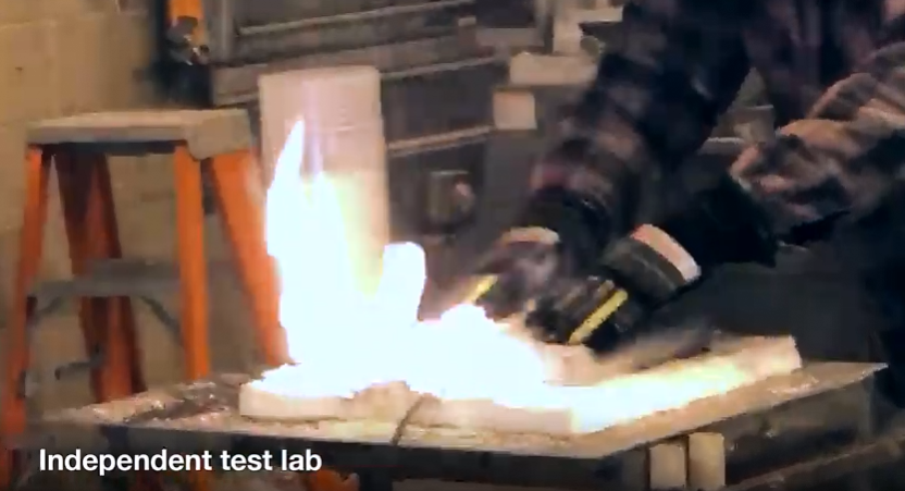 An independent lab test illustrating the ability of CellBlockEX to extinguish fires.