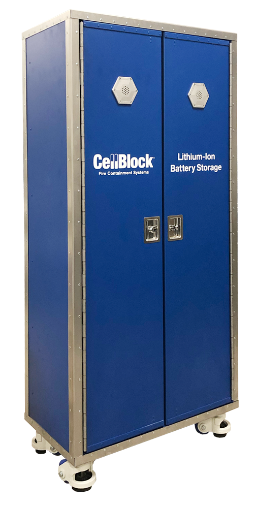 The CellBlock Battery Storage Cabinet for the safe storage of lithium-ion batteries.