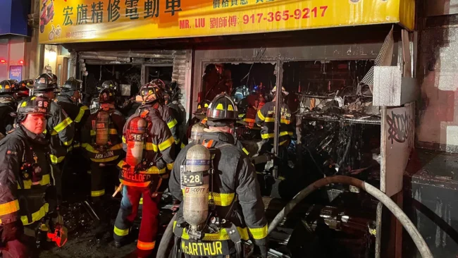 A fire broke out at an e-bike shop in Manhattan on June 20, 2023. (New York City Fire Department/ Twitter)