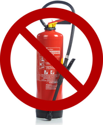 A foam fire extinguisher with a "crossed circle" over it.